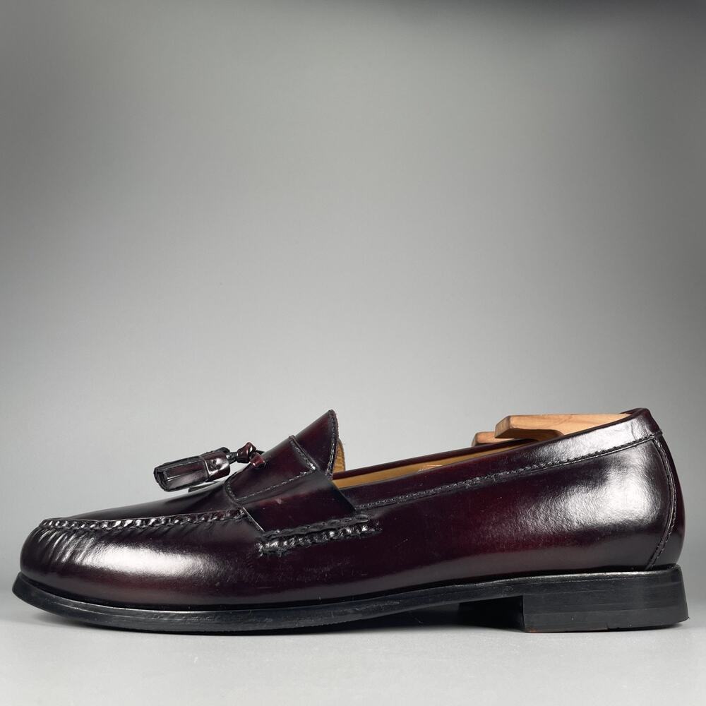 Cole Haan Men's 10.5 W Chestnut Burgundy Leather Slip On Tassel Loafers Casual
